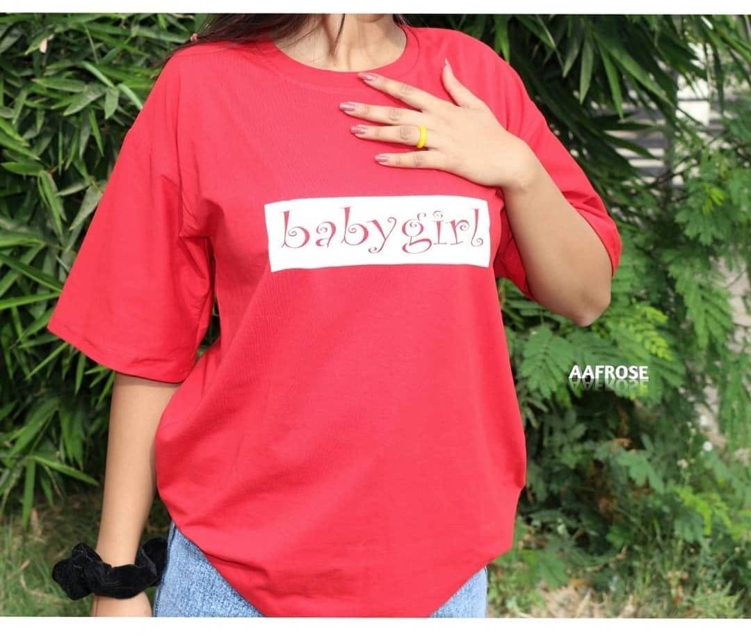 Oversized Shirt T Shirt That Says Baby Girl Drop Shoulder Slogan