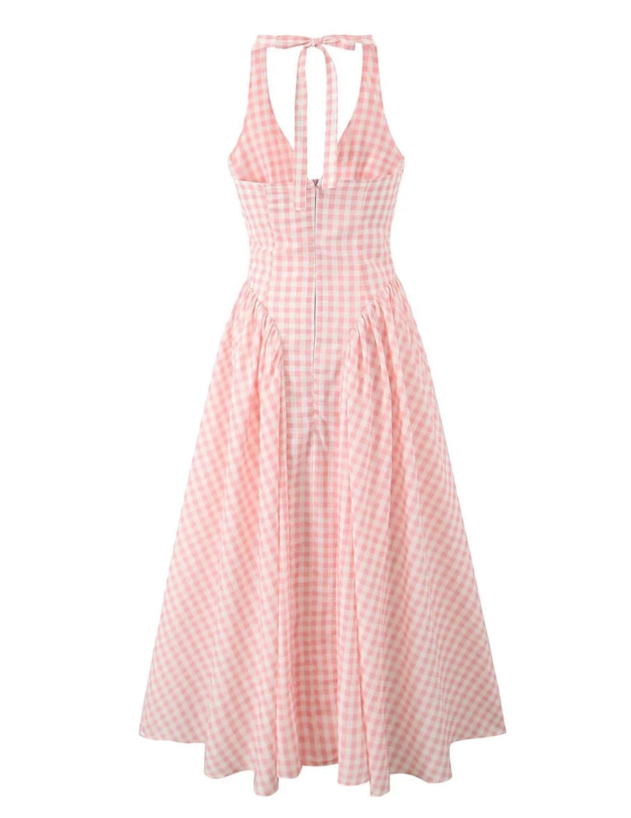 Aafrose Rosette halter neck dress with pockets