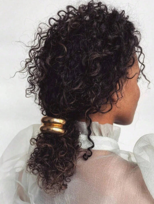 Gold metal hair scrunchie