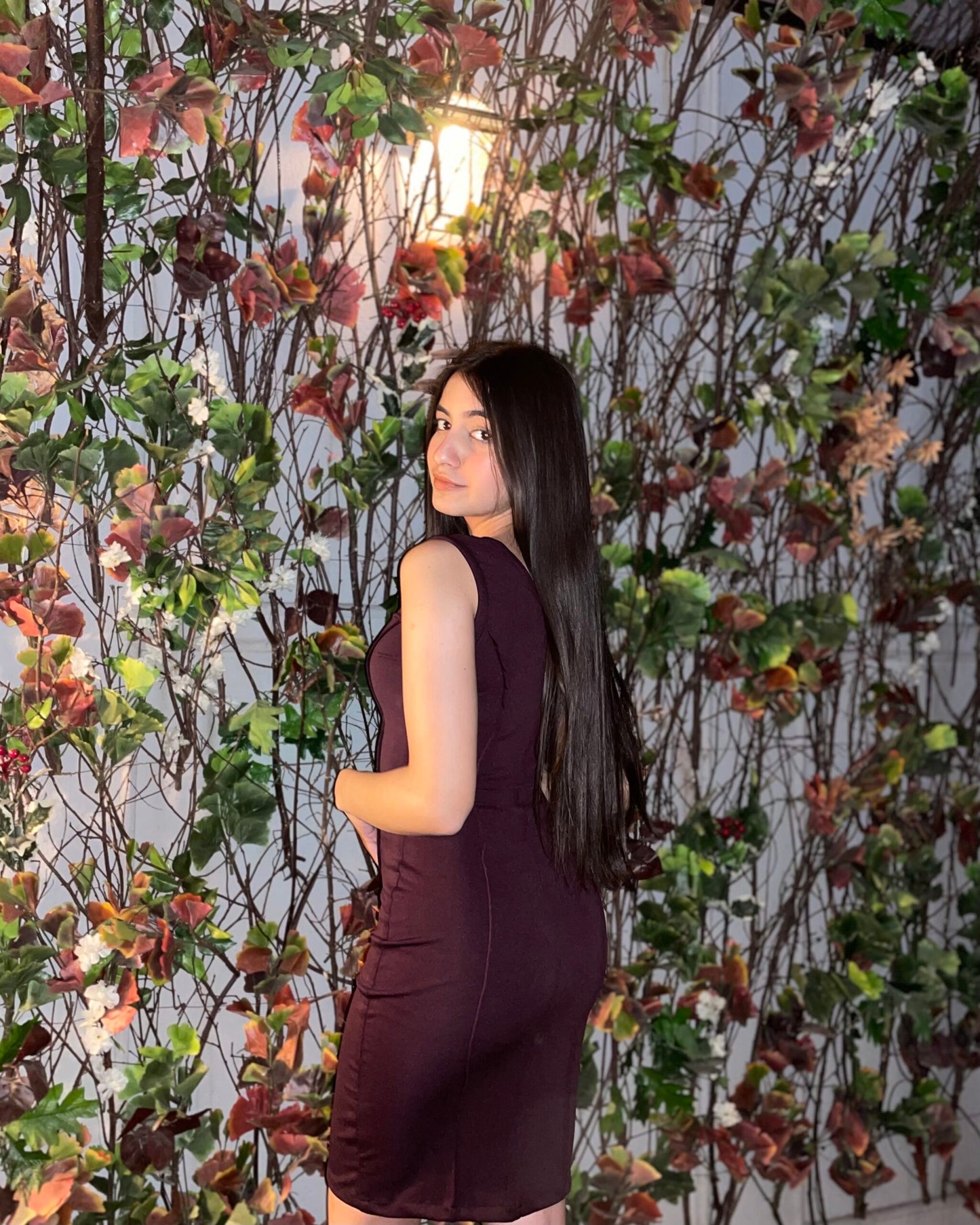 AAFROSE wine panelled sleeveless dress