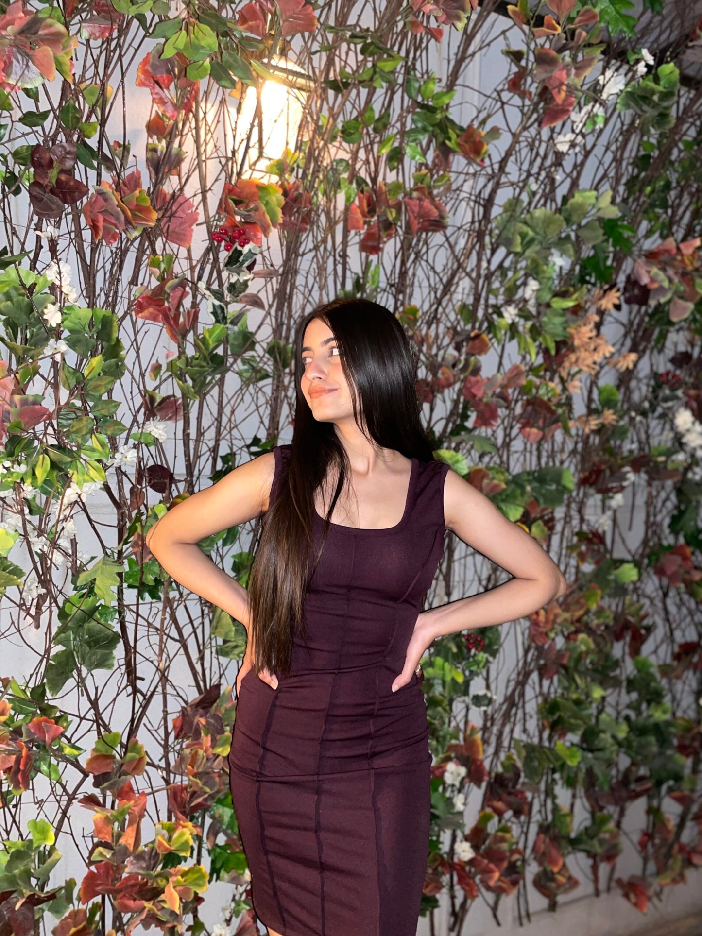 AAFROSE wine panelled sleeveless dress