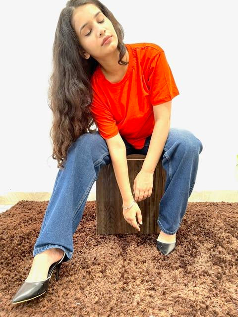 AAFROSE pure cotton tangerine tee