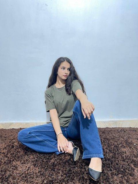 AAFROSE pure cotton olive tshirt