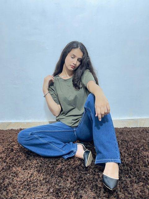AAFROSE pure cotton olive tshirt