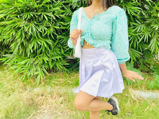 Aafrose Mint green Cheeta print crop top