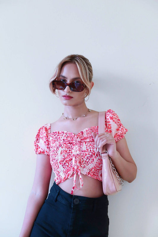 AAFROSE RED CHEETAH PRINT TOP