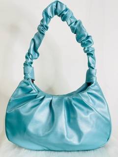 AAFROSE Pleated sky blue baguette bag