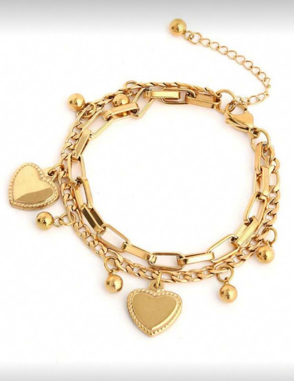 1pc Fashion European Style Double-Layer Heart Pendant Chain Bracelet For Women Valentines