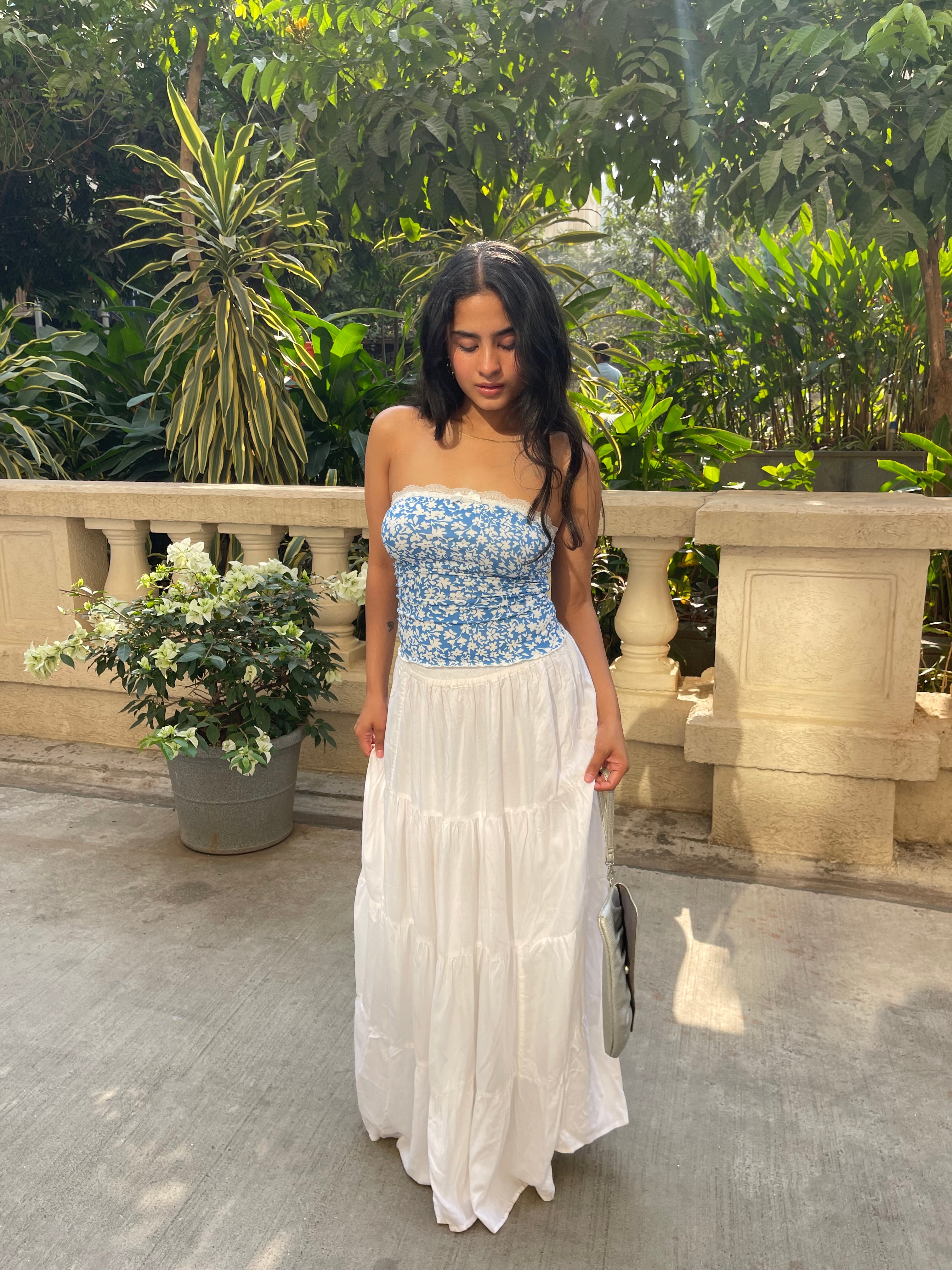 Blue floral lace top – Aafrose Blue floral lace top – Aafrose