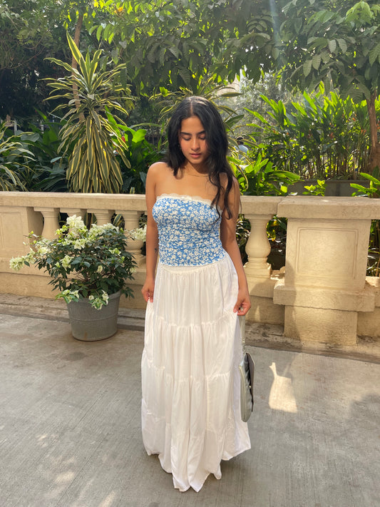 Aafrose White 4 layer maxi skirt