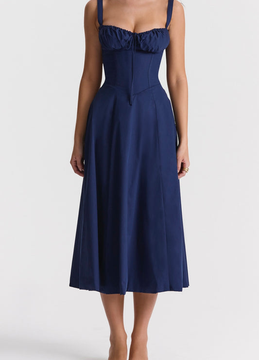 AAFROSE Royal blue bustier maxi dress