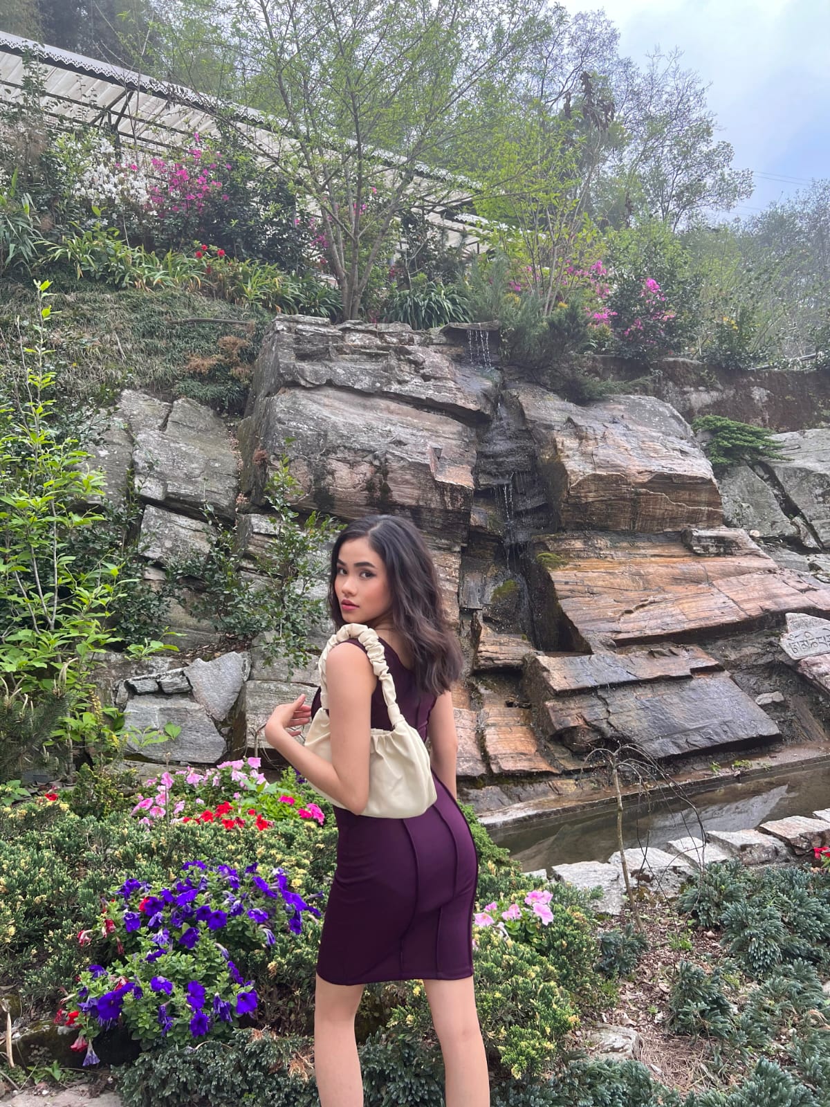 AAFROSE wine panelled sleeveless dress