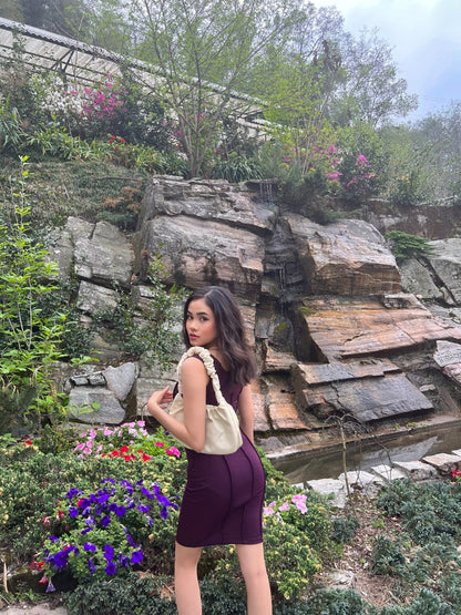 AAFROSE wine panelled sleeveless dress