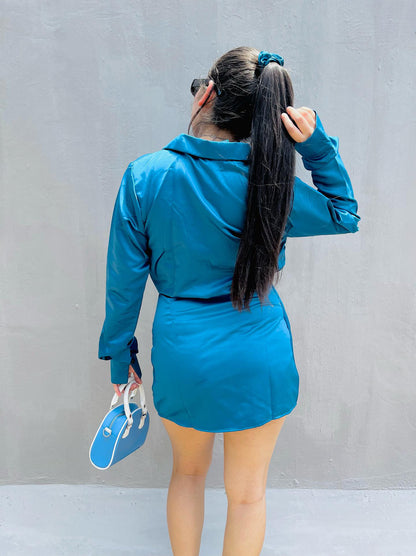 AAFROSE satin wrap dress