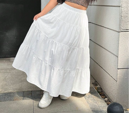 Aafrose White 4 layer maxi skirt