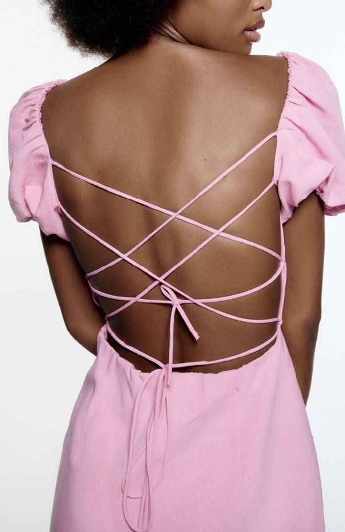 Pink backless A-line dress
