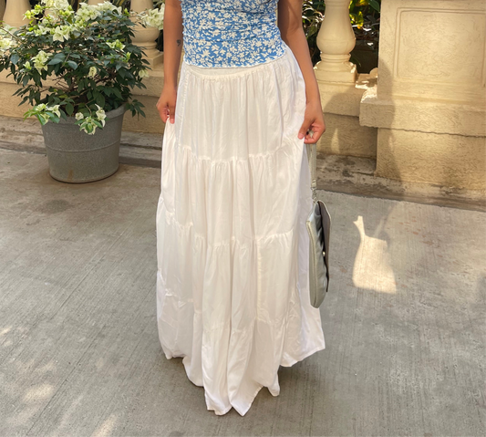 Aafrose White 4 layer maxi skirt