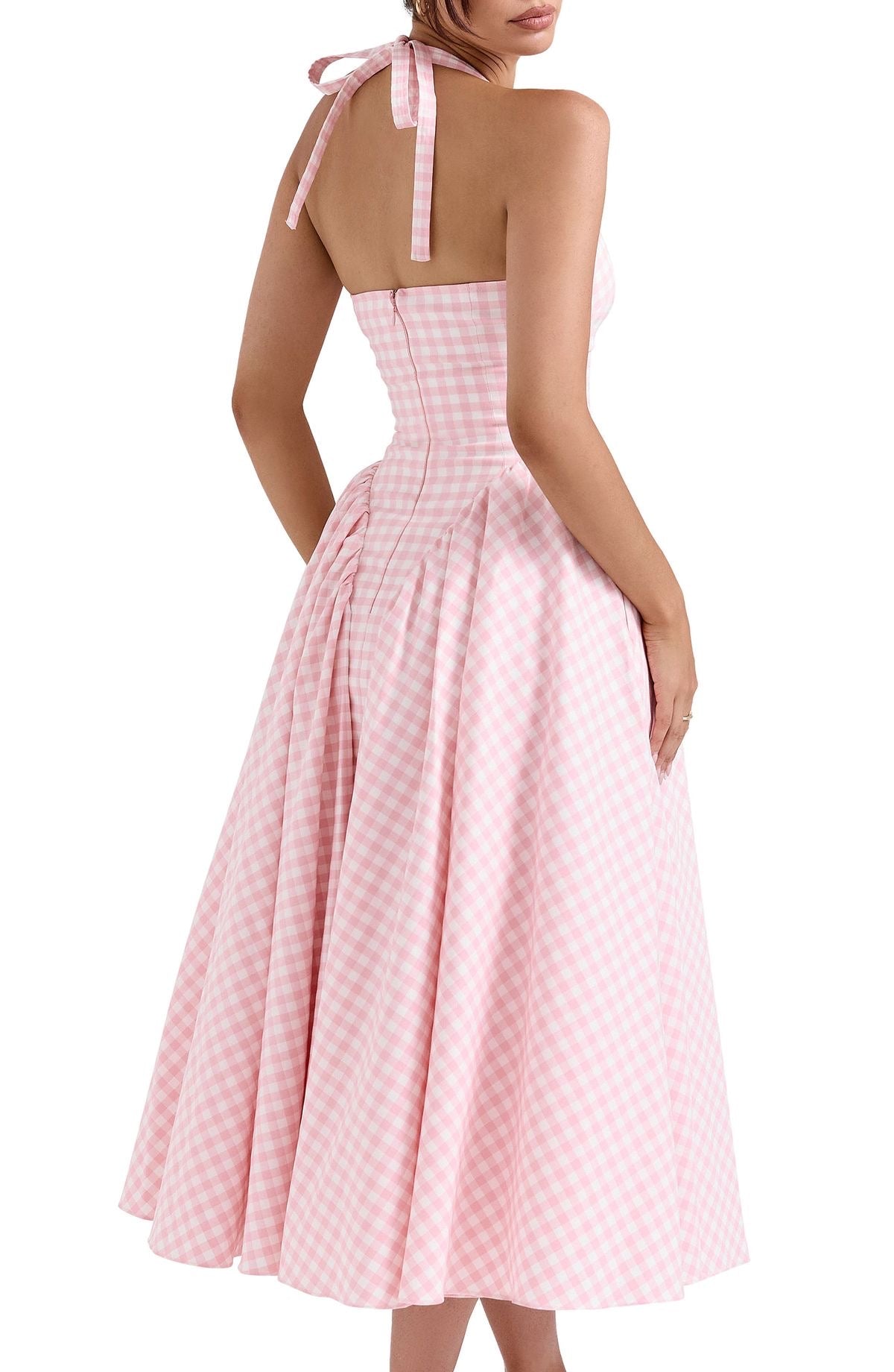 Aafrose Rosette halter neck dress with pockets