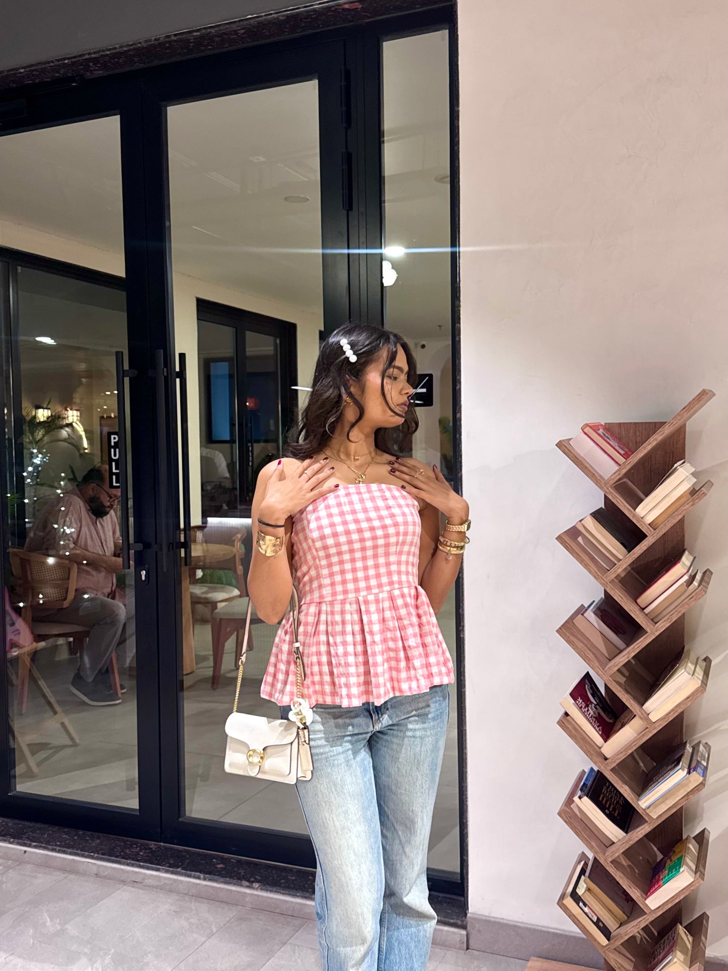 Pink Checks Elasto Top
