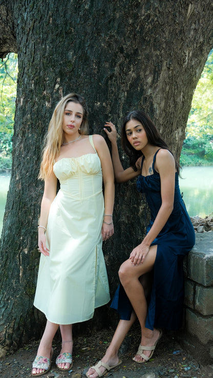 AAFROSE Royal blue bustier maxi dress