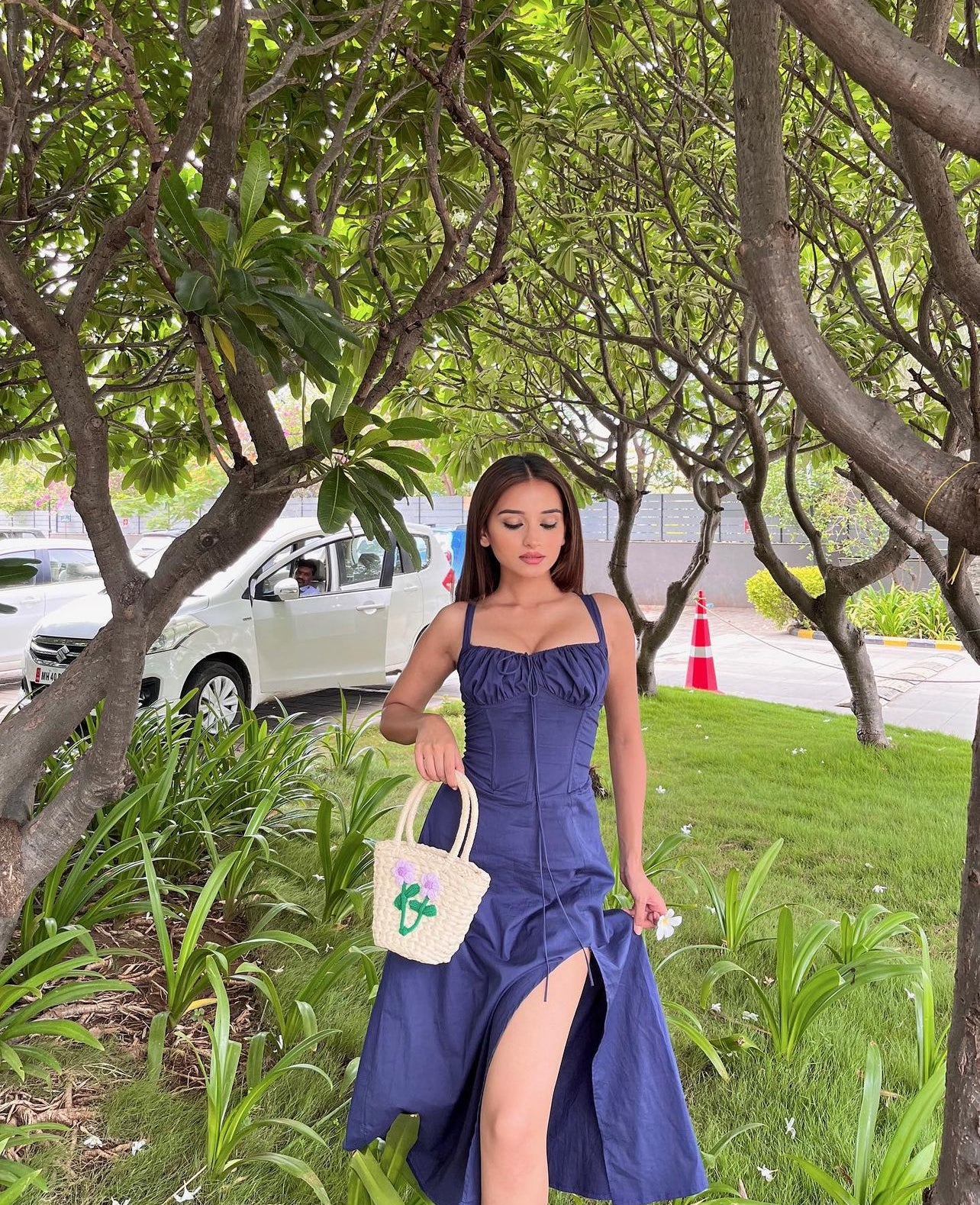 AAFROSE Royal blue bustier maxi dress