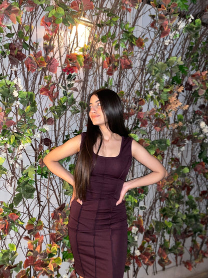 AAFROSE wine panelled sleeveless dress