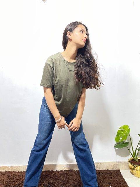 AAFROSE pure cotton olive tshirt