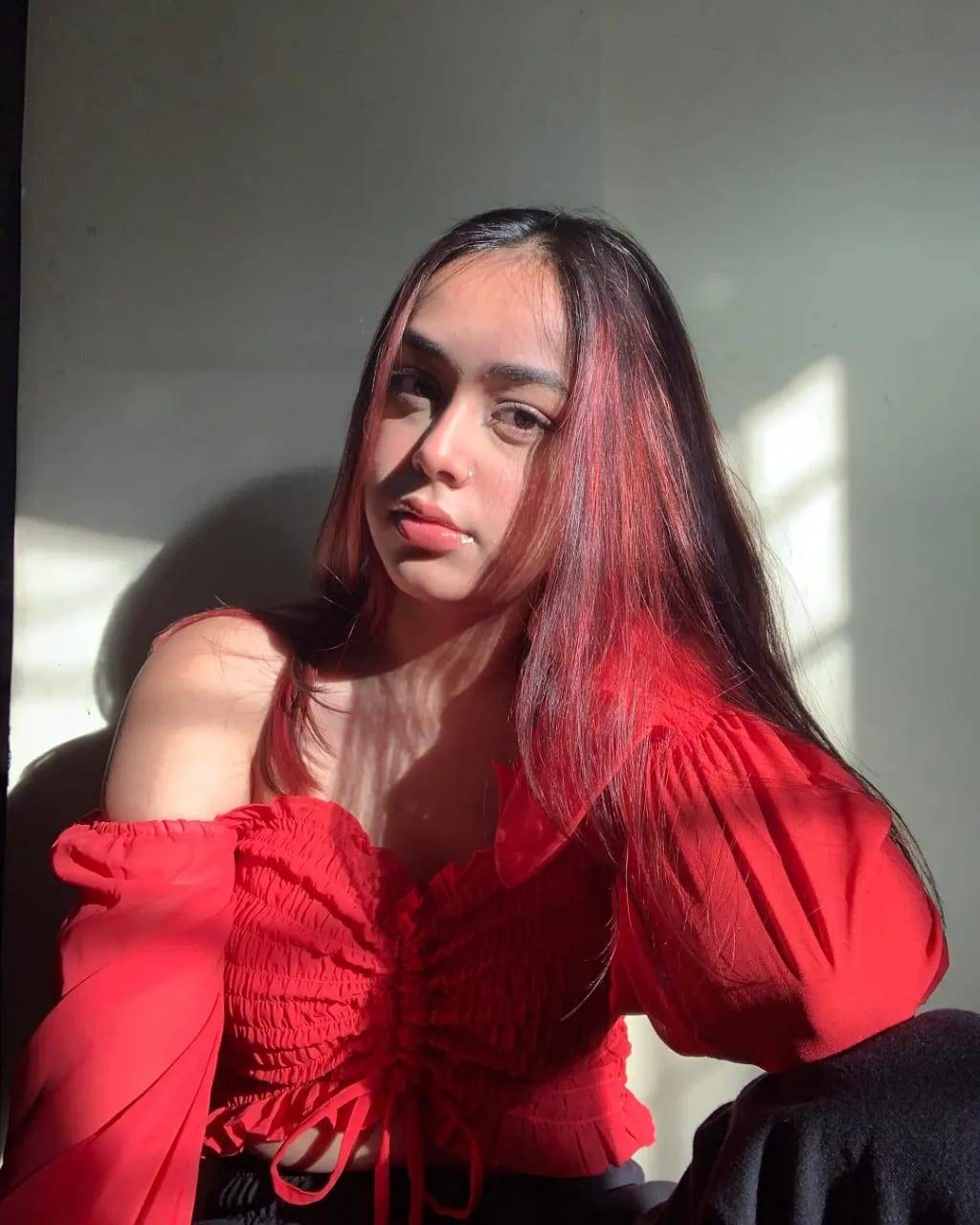 AAFROSE red smocking top