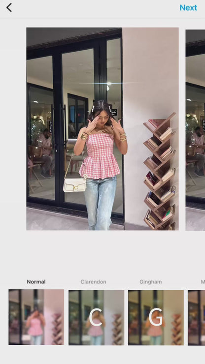Pink Checks Elasto Top