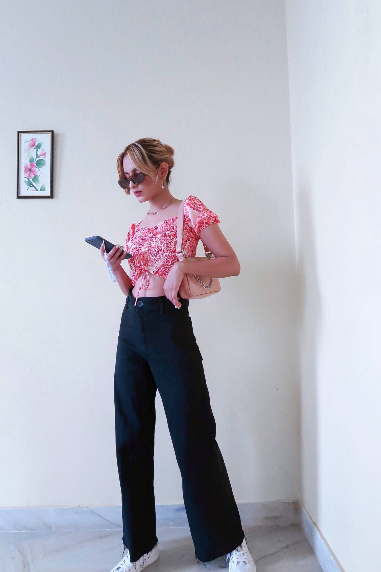 AAFROSE RED CHEETAH PRINT TOP