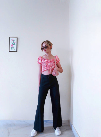 AAFROSE RED CHEETAH PRINT TOP