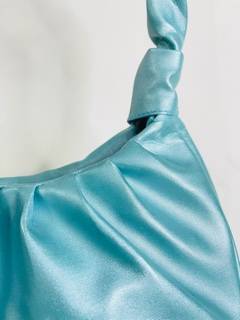 AAFROSE Pleated sky blue baguette bag